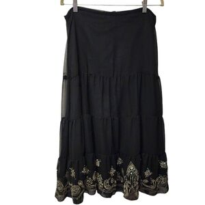 Vintage Gypsy Black Midi bohemian skirt